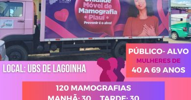 Lagoinha do Piauí vai receber a Carreta da Mamografia nos dias 25 e 26 de agosto de 2025 Lagoinha do Piauí vai receber a Carreta da Mamografia nos dias 25 e 26 de agosto de 2025