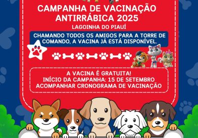 Campanha de vacinação antirrábica começa dia 15/09 e vai até 30/09 em Lagoinha do Piauí